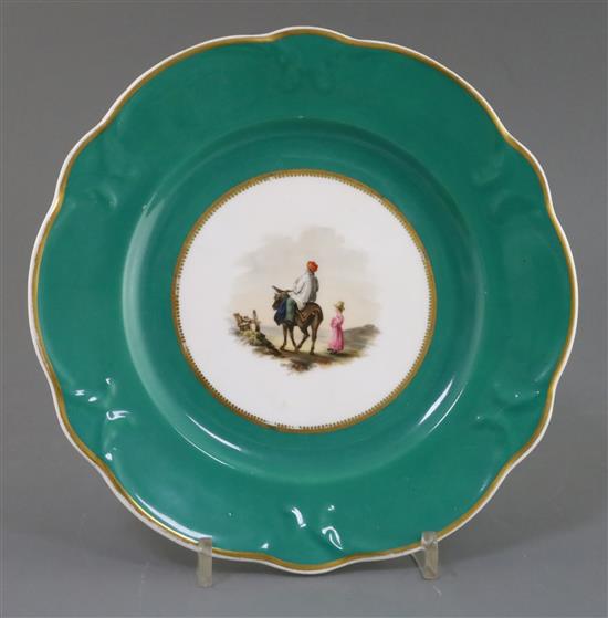 A rare Rockingham porcelain cabinet plate, c.1830-42, D. 23.5cm